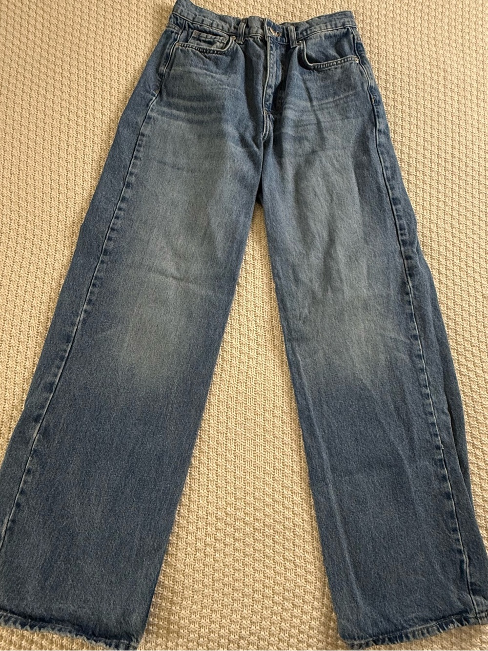Zara Wide-Leg Mid Blue Denim Jeans